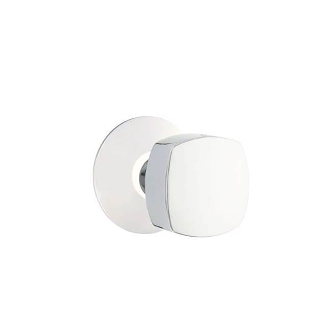 Emtek - Concealed Fastener, Privacy, Modern Rosette, Freestone Square Knob, US26 - Polished Chrome