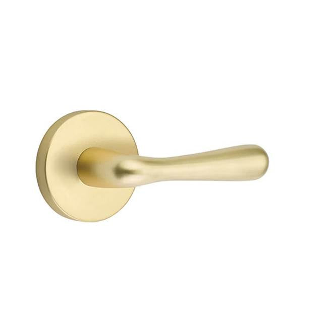 Emtek - Privacy, Disk Rosette, Basel Lever, LH, US4 - Satin Brass