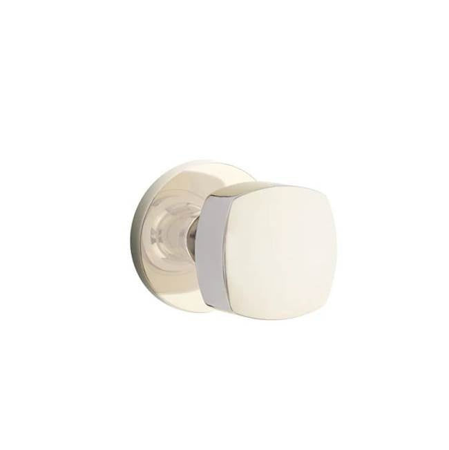 Emtek - Privacy, Disk Rosette, Freestone Square Knob, US14 - Polished Nickel