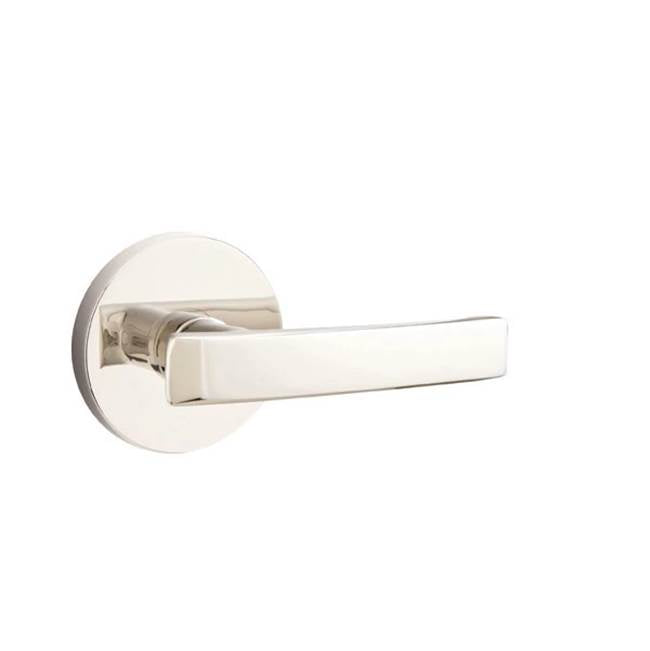 Emtek - Privacy, Disk Rosette, Geneva Lever, RH, US14 - Polished Nickel