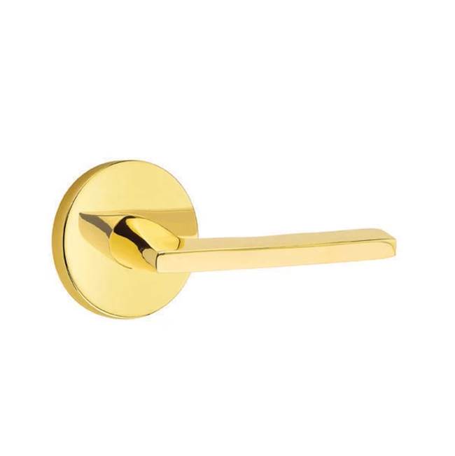 Emtek - Privacy, Disk Rosette, Helios Lever, LH, US3NL - Unlacquered Brass