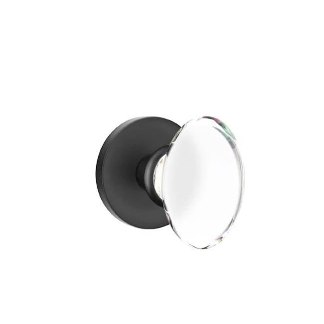 Emtek - Privacy, Disk Rosette, Hampton Crystal Knob, US19 - Flat Black