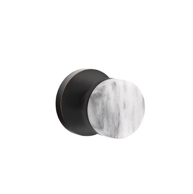 Emtek - Dummy, Disk Rosette US10B, Conical Stem US10B, White Marble Knob - Oil Rubbed Bronze