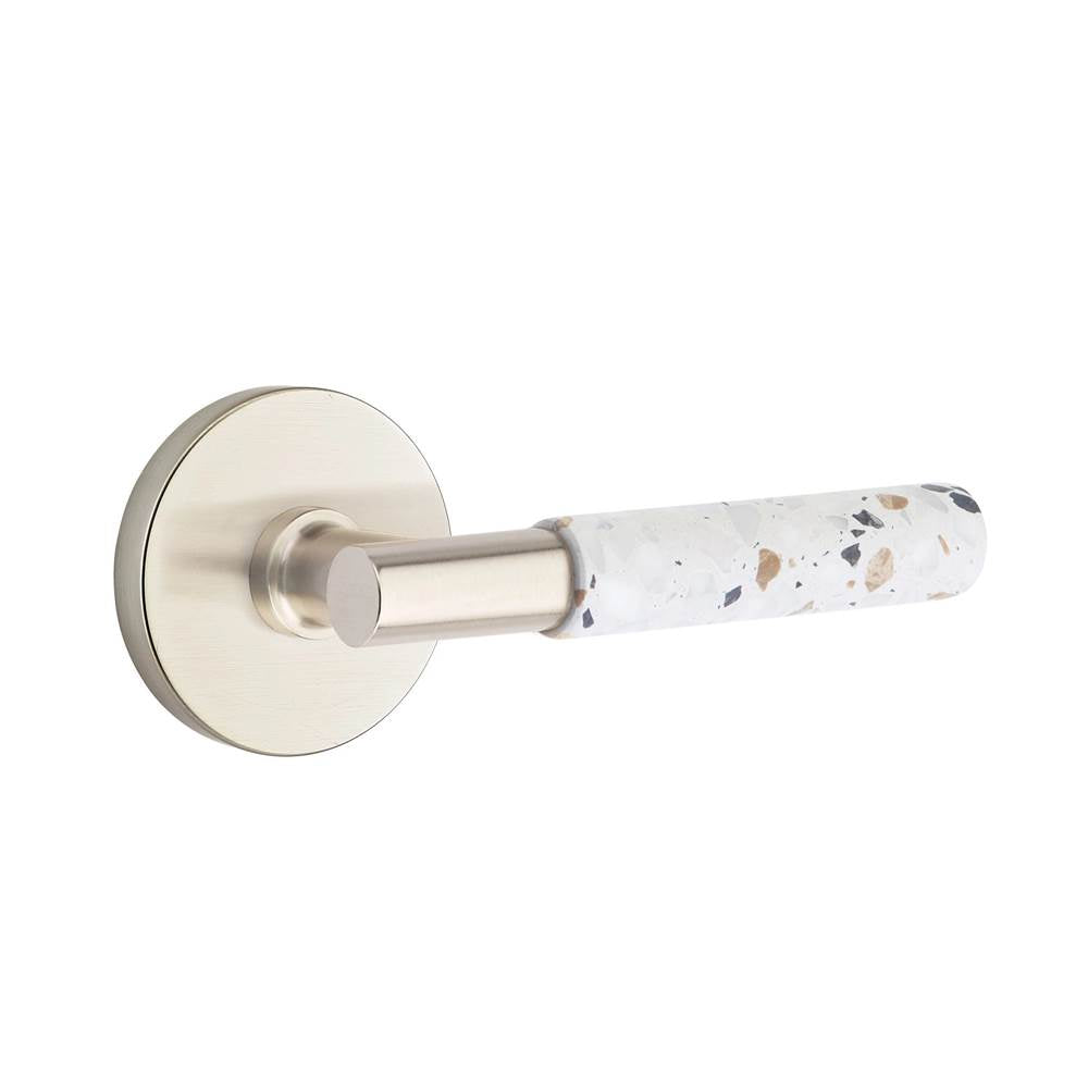 Emtek - Select Passage, Disk Rosette US15, T-Bar Stem US15, Light Terrazzo Handle, RH - Satin Nickel