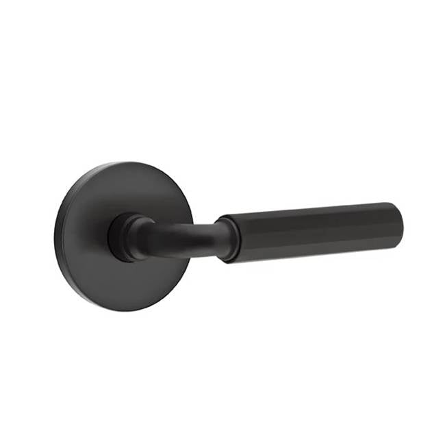 Emtek - Concealed Fastener Passage, Disk Rosette US19, R-Bar Stem US19, Faceted Handle US19 - Flat Black