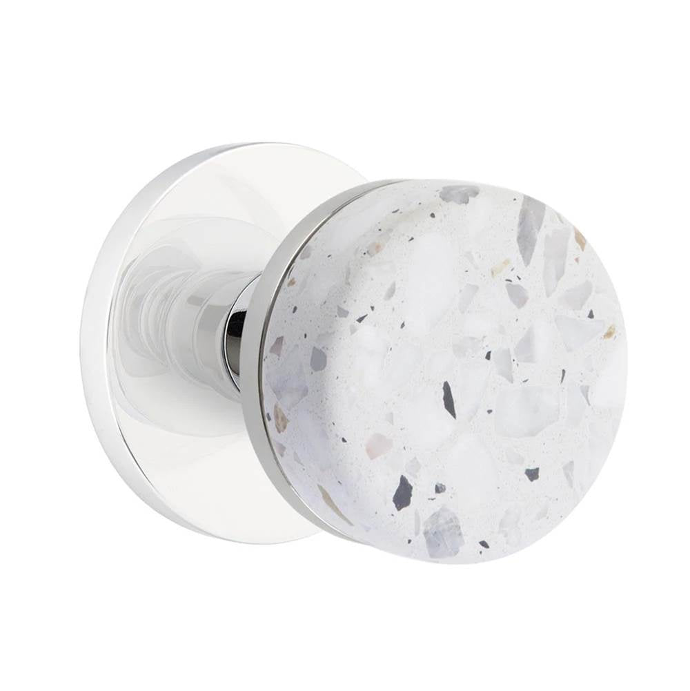 Emtek - Select Dummy, Disk Rosette US26, Conical Stem US26, Light Terrazzo Knob - Polished Chrome