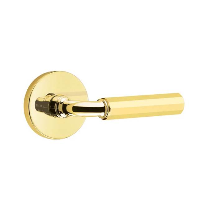 Emtek - Privacy, Disk Rosette US3NL, R-Bar Stem US3NL, Faceted Handle US3NL RH - Unlacquered Brass