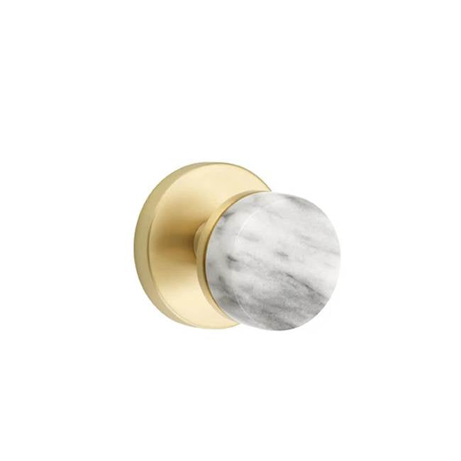 Emtek - Passage, Disk Rosette US4, Conical Stem US4, White Marble Knob - Satin Brass