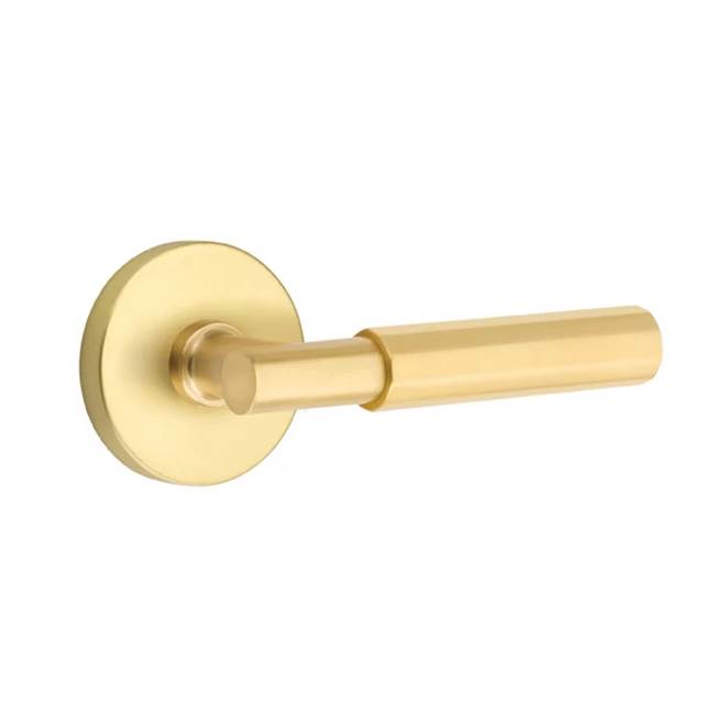 Emtek - Privacy, Disc Rosette US4, T-Bar Stem US4, Faceted Handle US4 LH - Satin Brass