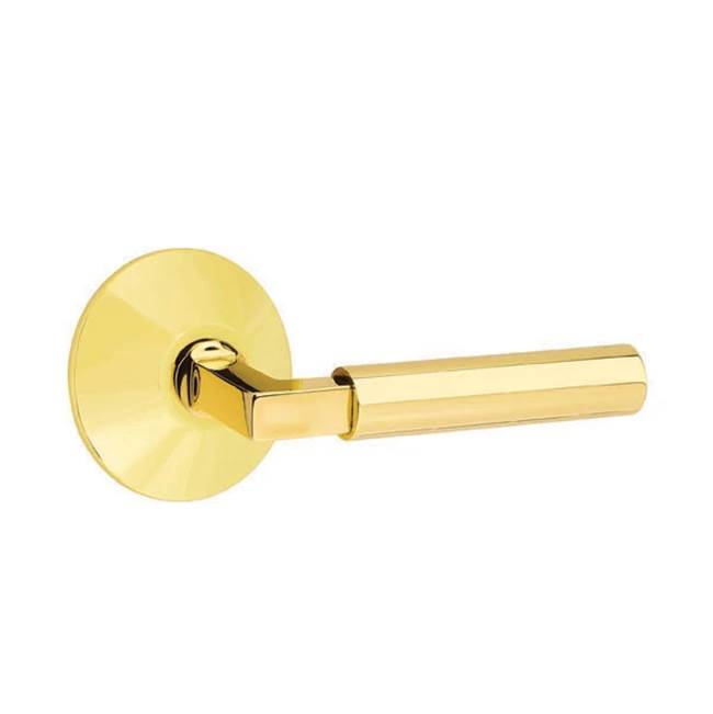 Emtek - Passage, Modern Rosette, Hercules Lever, RH, US3NL - Unlacquered Brass