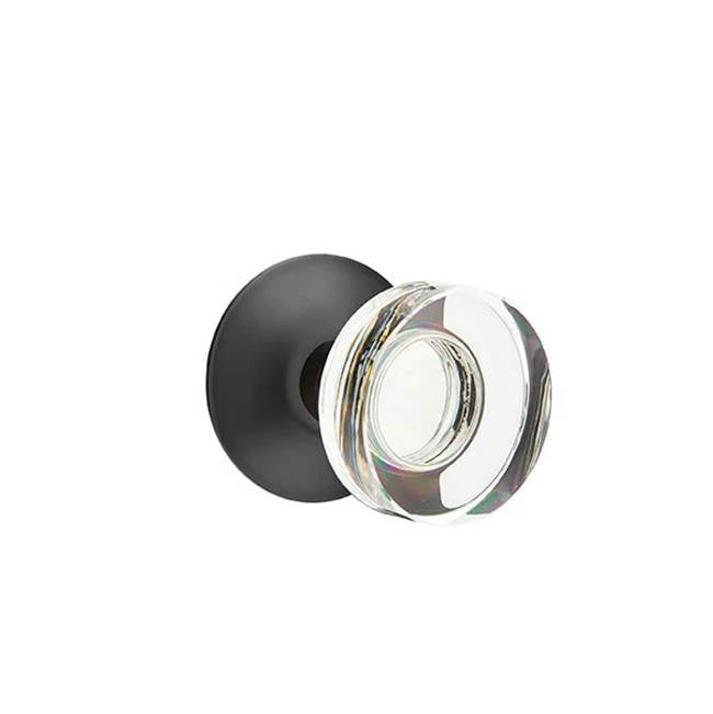 Emtek - Concealed, Privacy, Modern Rosette, Modern Disc Crystal Knob, US19 - Flat Black