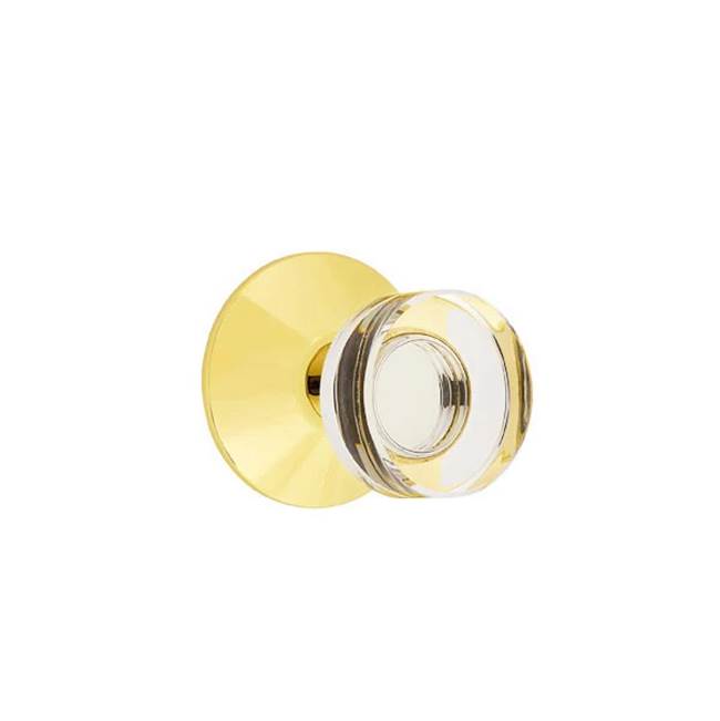Emtek - Dummy, Modern Rosette, Modern Disc Crystal Knob, US3NL - Unlacquered Brass