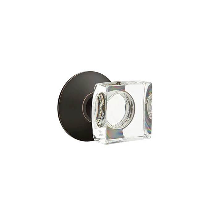 Emtek - Privacy, Modern Rosette, Modern Square Crystal Knob, US10B - Oil Rubbed Bronze