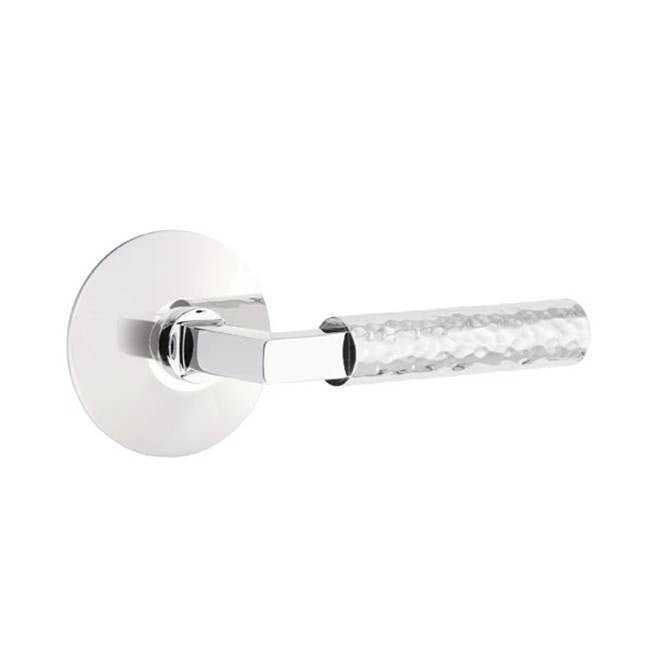 Emtek - Privacy, Modern Rosette US26, L-Square Stem US26, Hammered Handle US26 RH - Polished Chrome