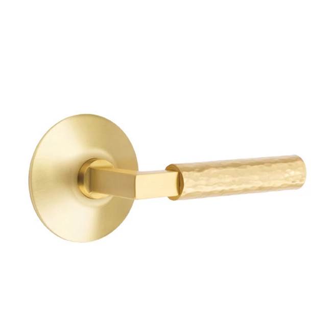 Emtek - Concealed Fastener, Privacy, Modern Rosette US4, L-Square Stem US4, Hammered Handle US4 - Satin Brass