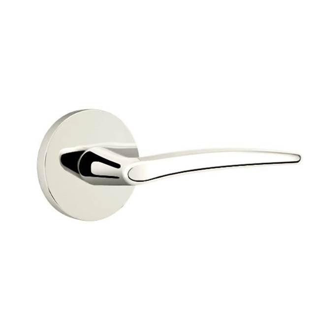 Emtek - Passage, Disk Rosette, Poseidon Lever, RH, US14 - Polished Nickel