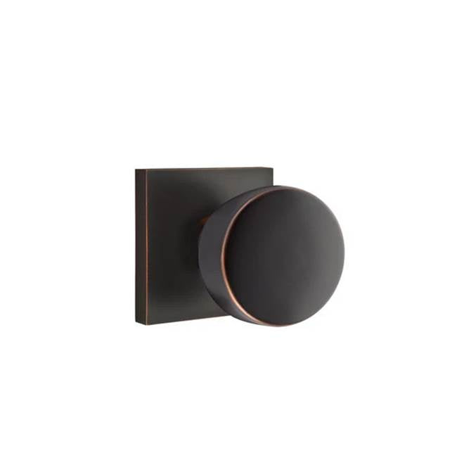 Emtek - Privacy, Square Rosette, Laurent Round Knob, US10B - Oil Rubbed Bronze