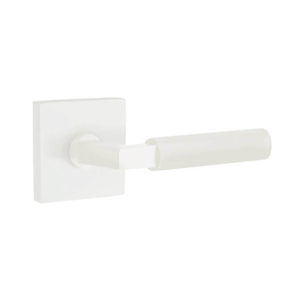 Emtek - Concealed Fastener, Select Passage, Square Rosette MW, L-Square Stem MW, Smooth Handle MW - Matte White