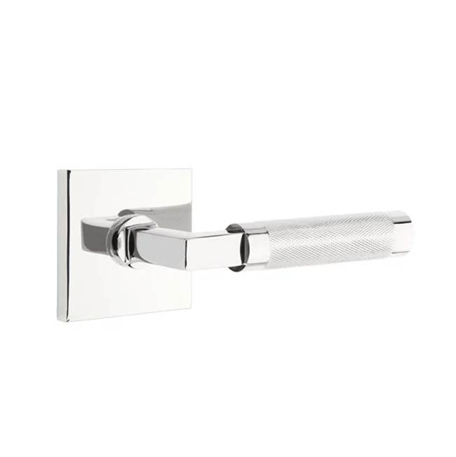 Emtek - Privacy, Square Rosette US26, L-Square Stem US26, Knurled Handle US26 RH - Polished Chrome