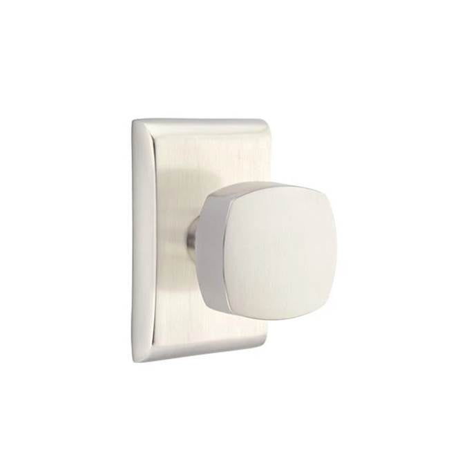 Emtek - Concealed Fastener, Privacy, Neos Rosette, Freestone Square Knob, US15 - Satin Nickel