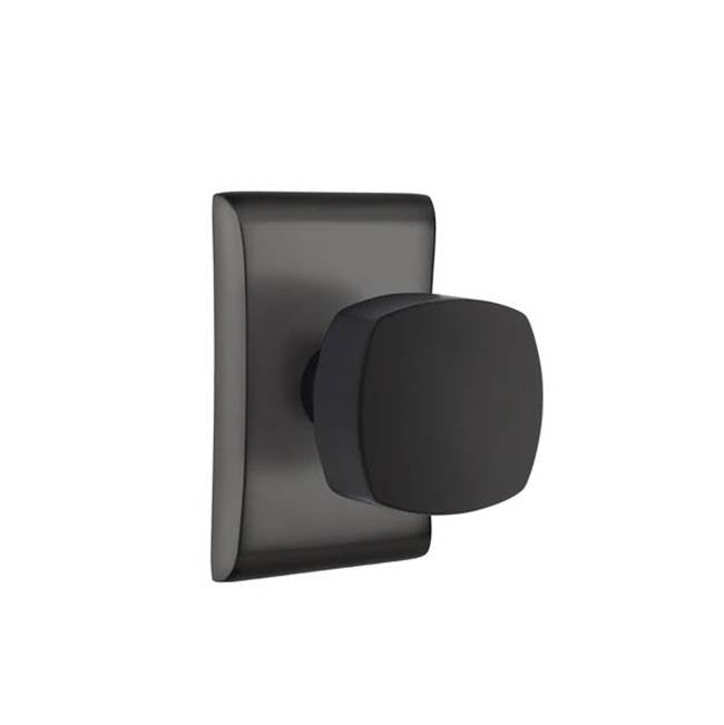 Emtek - Concealed Fastener, Privacy, Neos Rosette, Freestone Square Knob, US19 - Flat Black