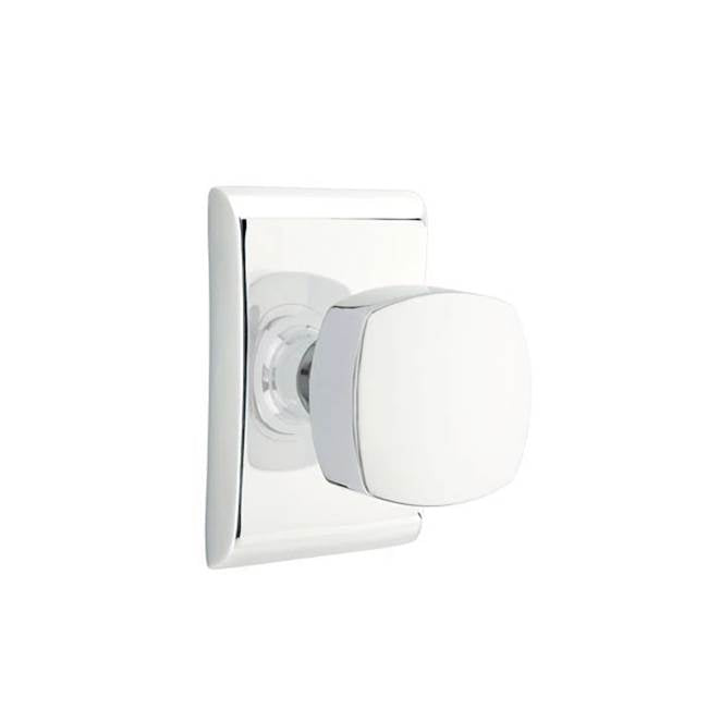 Emtek - Concealed Fastener, Privacy, Neos Rosette, Freestone Square Knob, US26 - Polished Chrome