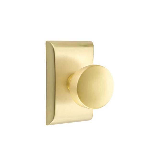 Emtek - Concealed Fastener, Privacy, Neos Rosette, Laurent Round Knob, US4 - Satin Brass