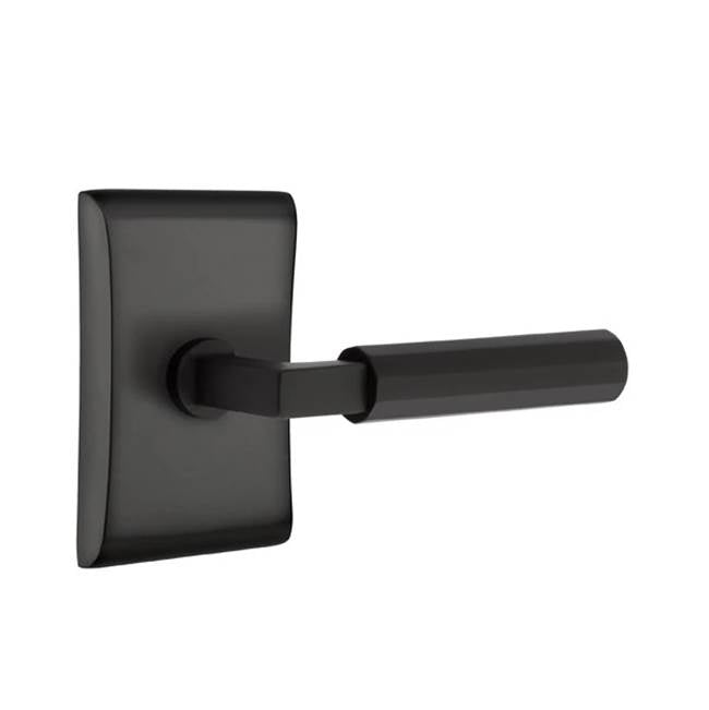 Emtek - Passage, Neos Rosette US19, L-Square Stem US19, Faceted Handle US19 LH - Flat Black
