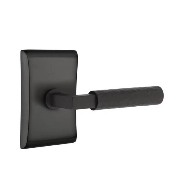 Emtek - Passage, Neos Rosette US19, L-Square Stem US19, Hammered Handle US19 LH - Flat Black