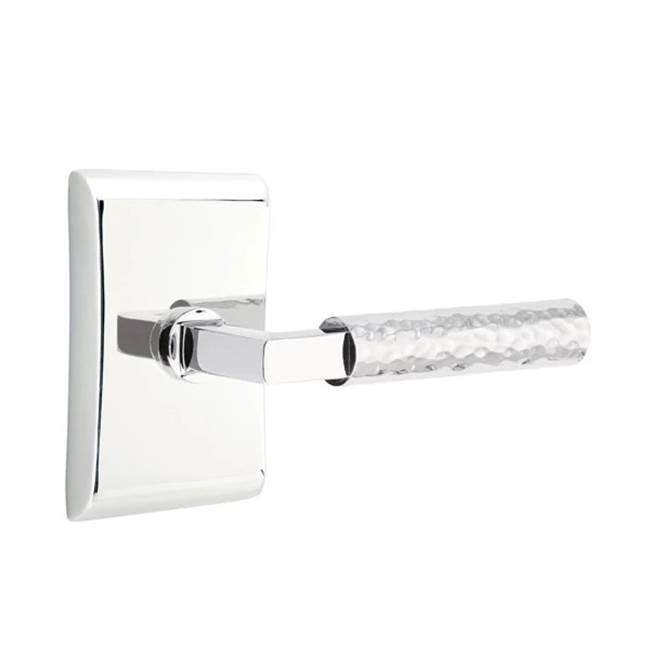 Emtek - Passage, Neos Rosette US26, L-Square Stem US26, Hammered Handle US26 RH - Polished Chrome
