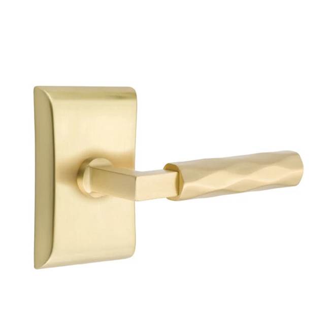 Emtek - Passage, Neos Rosette US4, L-Square Stem US4, Tribeca Handle US4 LH - Satin Brass