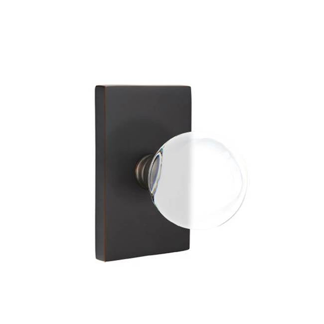 Emtek - Privacy, Modern Rectangular Rosette, Bristol Crystal Knob, US10B - Oil Rubbed Bronze