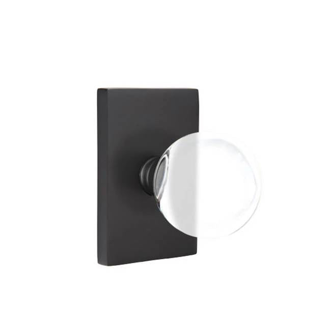 Emtek - Passage, Modern Rectangular Rosette, Bristol Crystal Knob, US19 - Flat Black