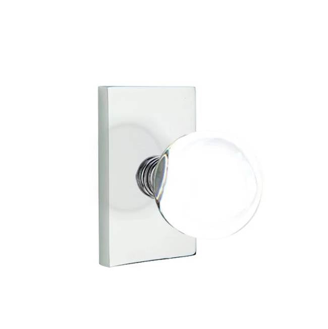 Emtek - Dummy, Modern Rectangular Rosette, Bristol Crystal Knob, US26 - Polished Chrome