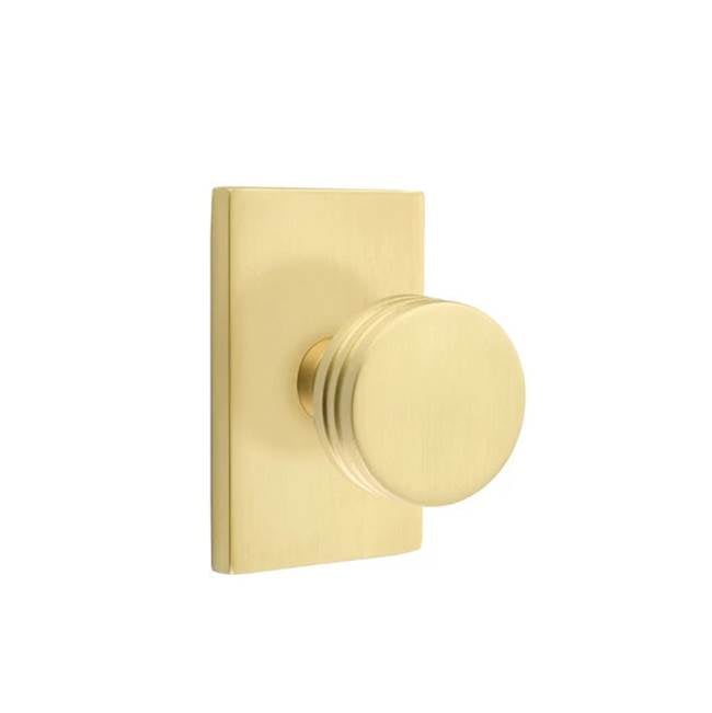 Emtek - Privacy, Modern Rectangular Rosette, Bern Knob, US4 - Satin Brass