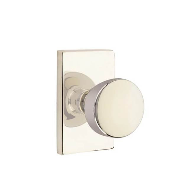 Emtek - Dummy, Modern Rectangular Rosette, Laurent Round Knob, US14 - Polished Nickel