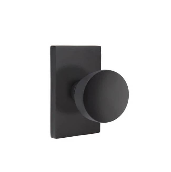 Emtek - Dummy, Modern Rectangular Rosette, Laurent Round Knob, US19 - Flat Black