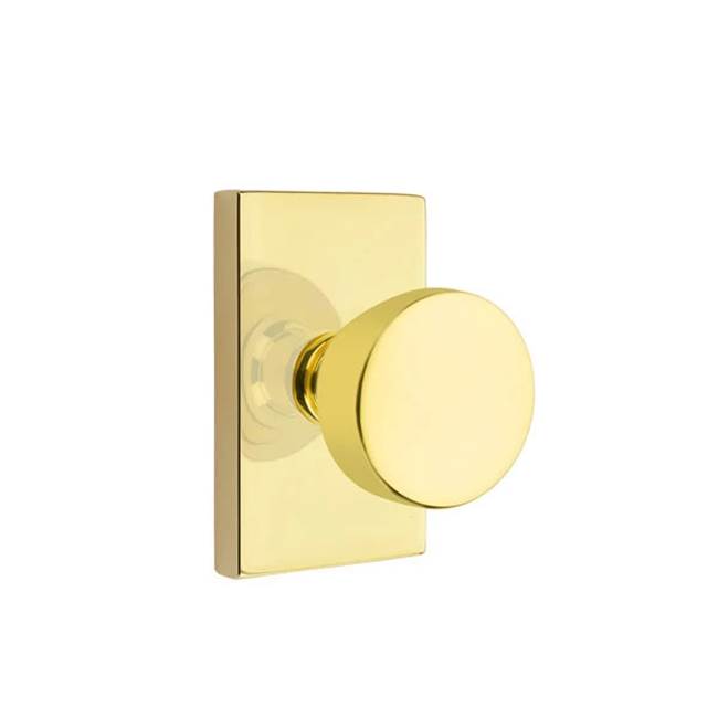 Emtek - Passage, Modern Rectangular Rosette, Laurent Round Knob, US3NL - Unlacquered Brass