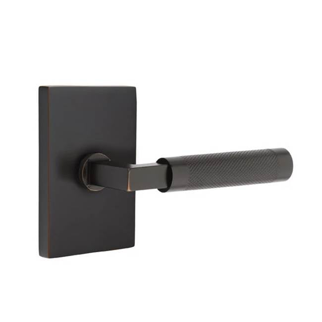 Emtek - Dummy, Modern Rectangular Rosette US10B, L-Square Stem US10B, Knurled Handle US10B - Oil Rubbed Bronze