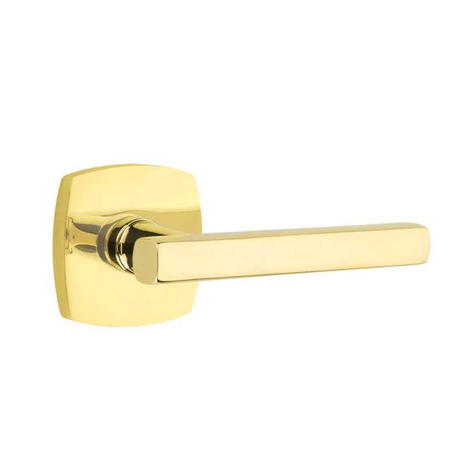 Emtek - Privacy, Urban Modern Rosette, Freestone Lever, LH, US3NL - Unlacquered Brass
