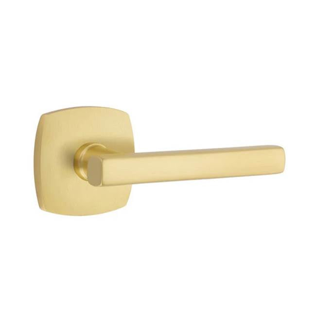 Emtek - Privacy, Urban Modern Rosette, Freestone Lever, LH, US4 - Satin Brass