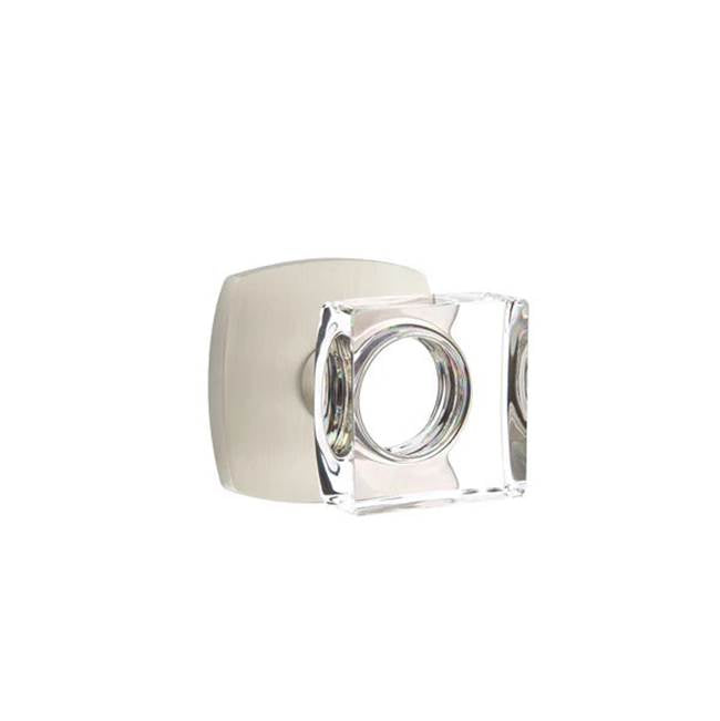 Emtek - Concealed Fastener Privacy, Urban Modern Rosette, Modern Square Crystal Knob, US15 - Satin Nickel