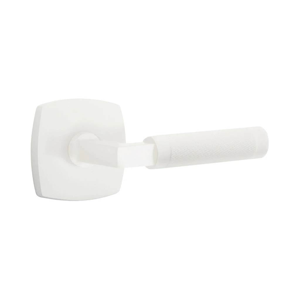 Emtek - Concealed Fastener, Select Passage, Urban Modern Rosette MW, L-Square Stem MW, Knurled Handle MW - Matte White