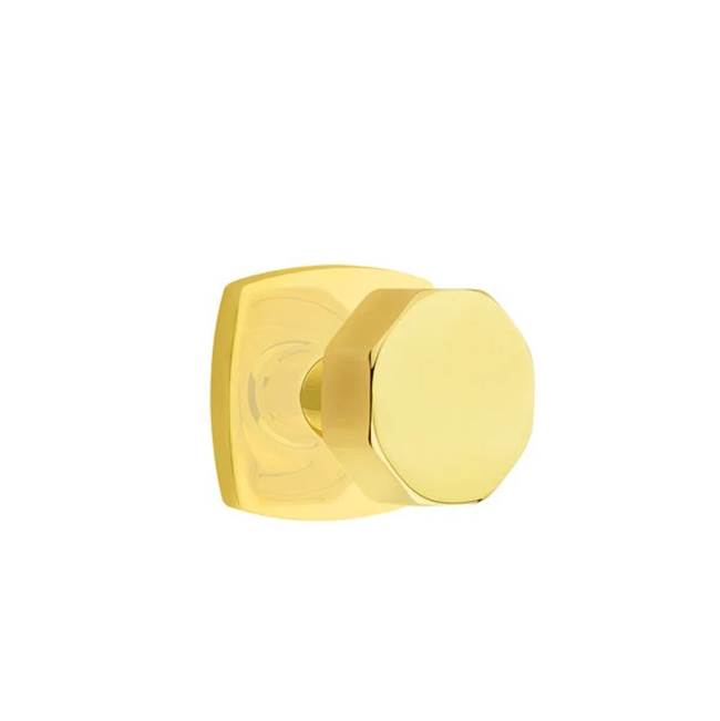 Emtek - Privacy, Urban Modern Rosette, Octagon Knob, US3NL - Unlacquered Brass