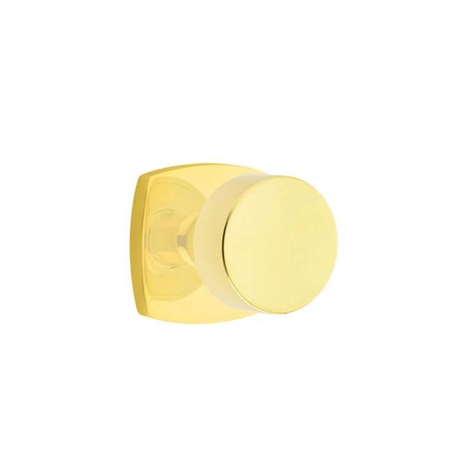 Emtek - Concealed Fastener Passage, Urban Modern Rosette, Round Knob, US3NL - Unlacquered Brass