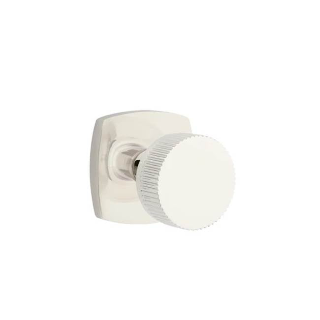 Emtek - Passage, Urban Modern Rosette US14, Conical Stem US14, Straight Knurled Knob US14 - Polished Nickel