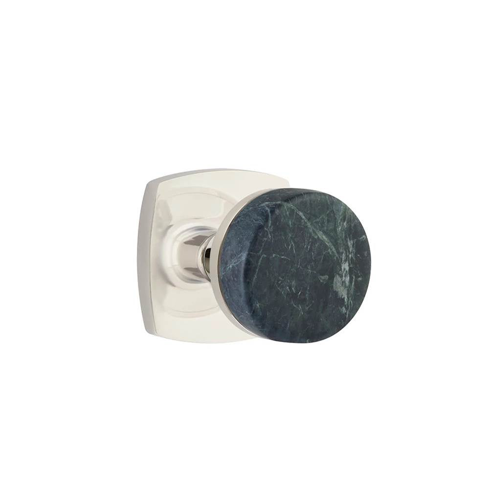 Emtek - Concealed Fastener, Select Passage, Urban Modern Rosette US14, Conical Stem US14, Green Marble Knob - Polished Nickel