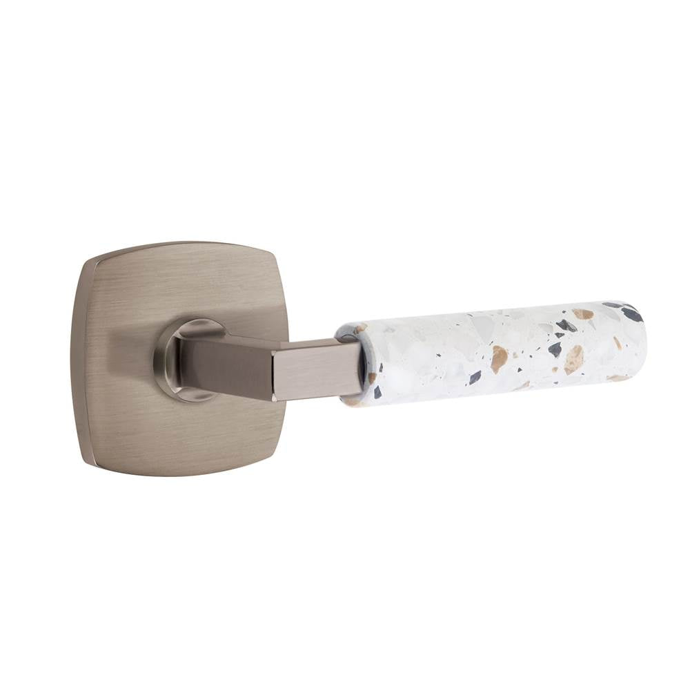 Emtek - Select Passage, Urban Modern Rosette US15A, L-Square Stem US15A, Light Terrazzo Handle, LH - Pewter