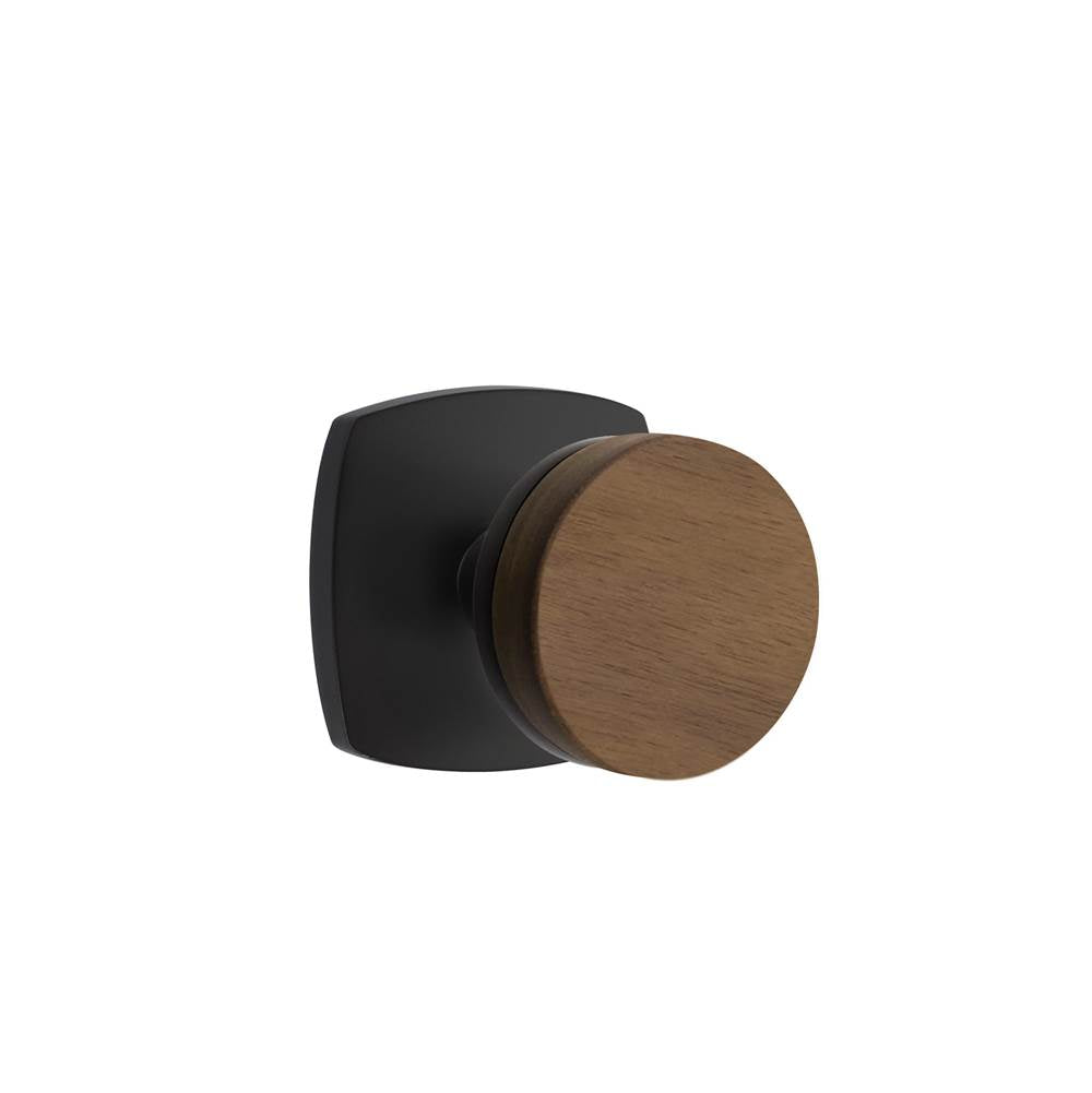 Emtek - Select Privacy, Urban Modern Rosette US19, Conical Stem US19, Dark Walnut Knob - Flat Black