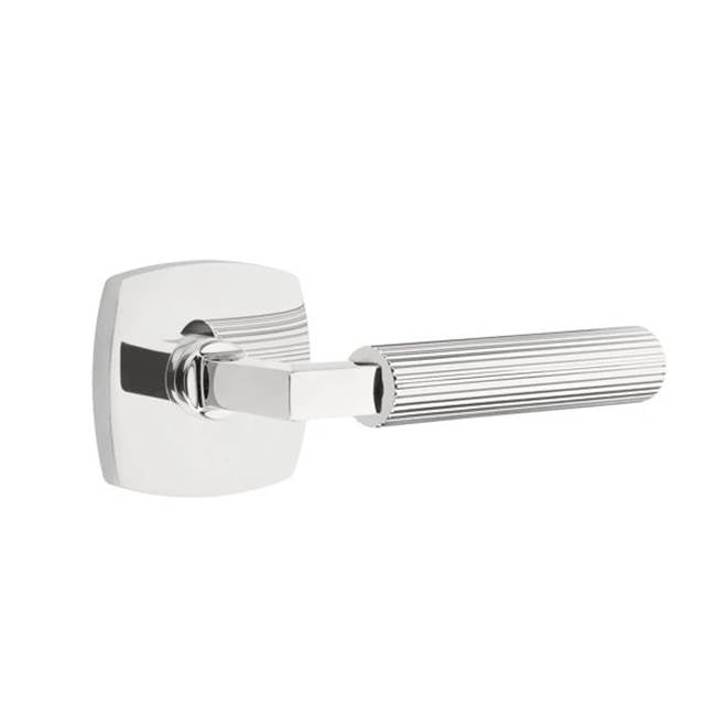 Emtek - Concealed Fastener, Passage, Urban Modern Rosette US26, L-Square Stem US26, Straight Knurled Handle US26 - Polished Chrome